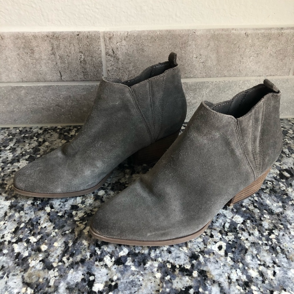 Gray suede ankle booties